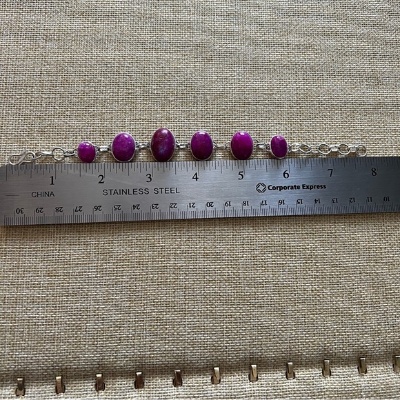 New Pink Enhanced Moonstone Crystal Silver Overlay Bracelet - Picture 6 of 6